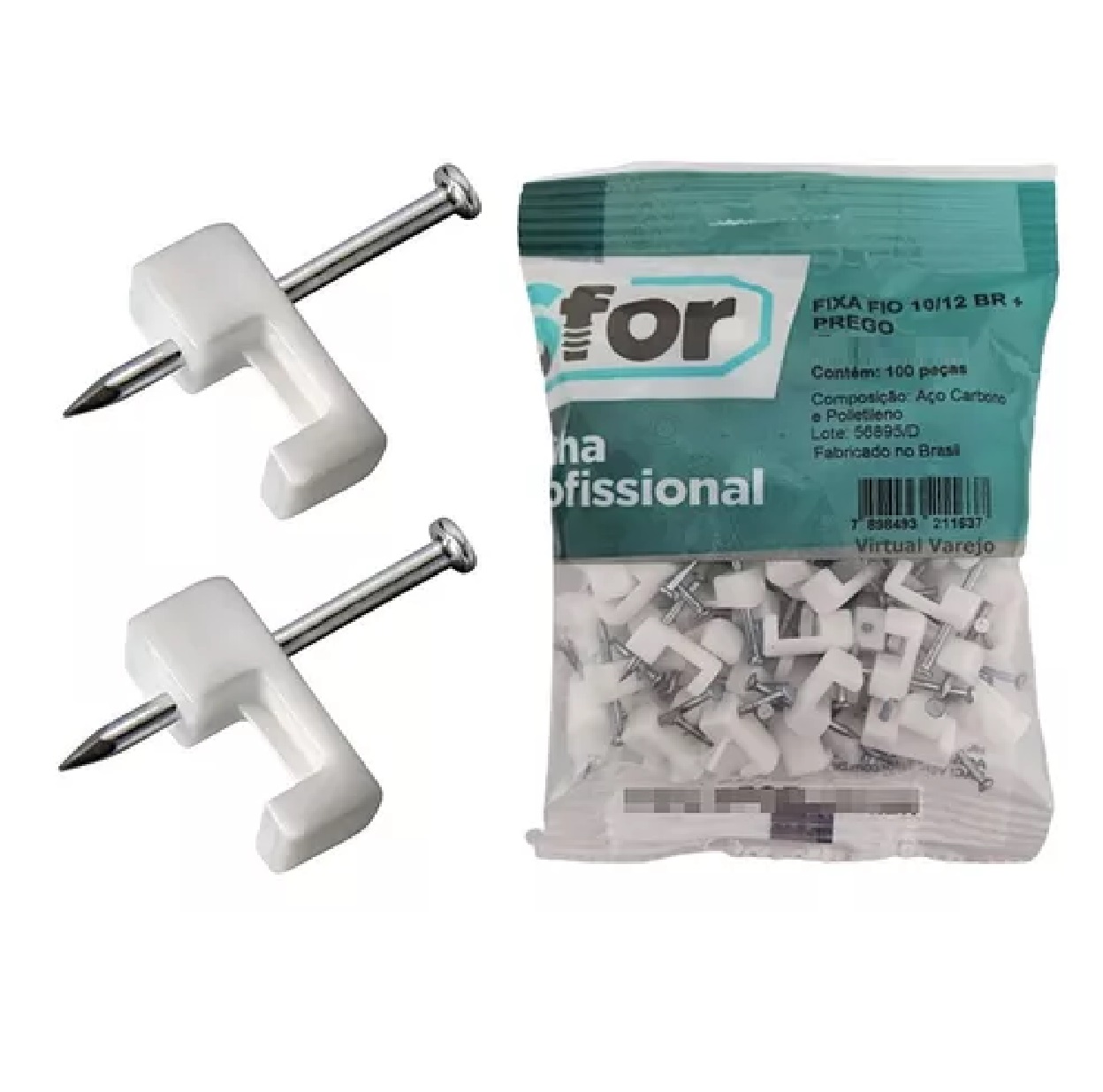 Grampo Fixa Fio 10/12 2,50/4,00 mm C/prego Ref200 Sforplast