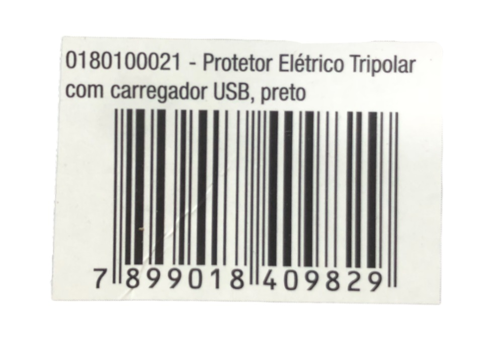 Protetor Eletrico Preto 3 Tomada 2P+T + 2 USB Forceline 0180100021