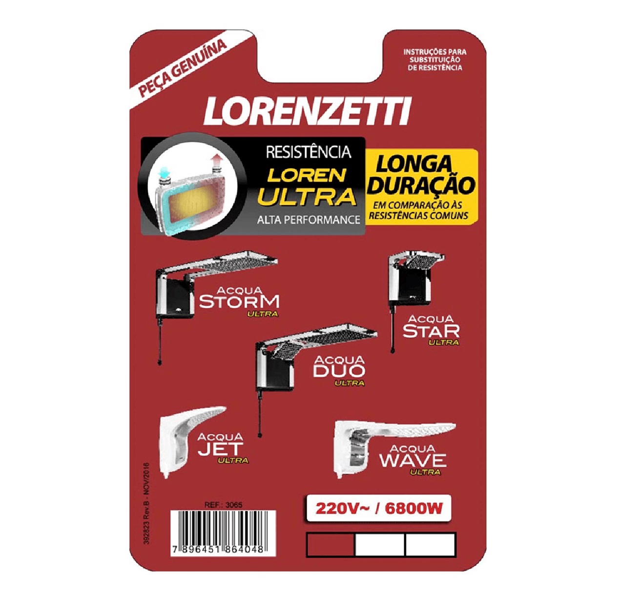 Resistência Original 6800 W 220 V para Linha Acqua 3065-A Lorenzetti