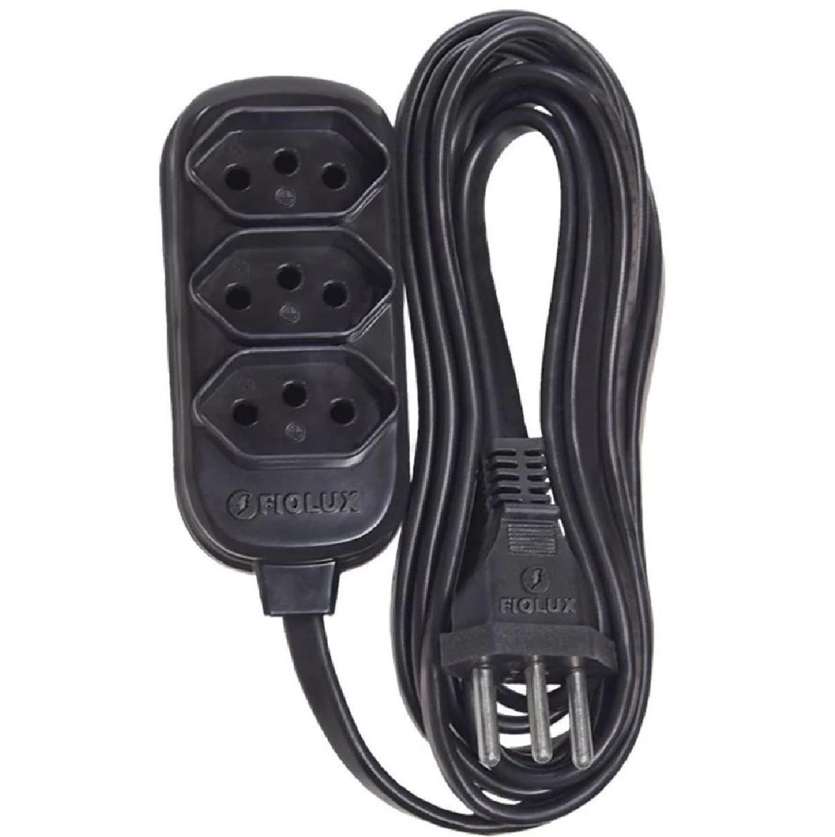 Extensao 3 Tomadas 2P+T 10a 10 M Preto 25300310111 Fiolux