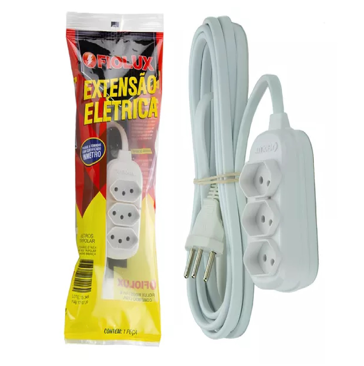 Extensao 3 Tomadas 2P+T 10a 10 M Brabnc 25300310555 Fiolux