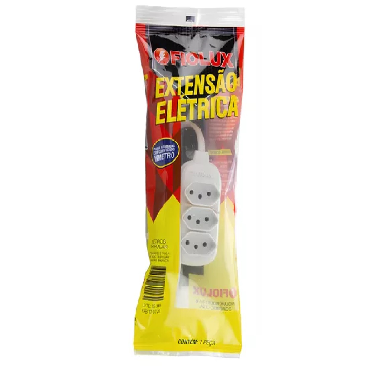 Extensao 3 Tomadas 2P+T 10a 10 M Brabnc 25300310555 Fiolux