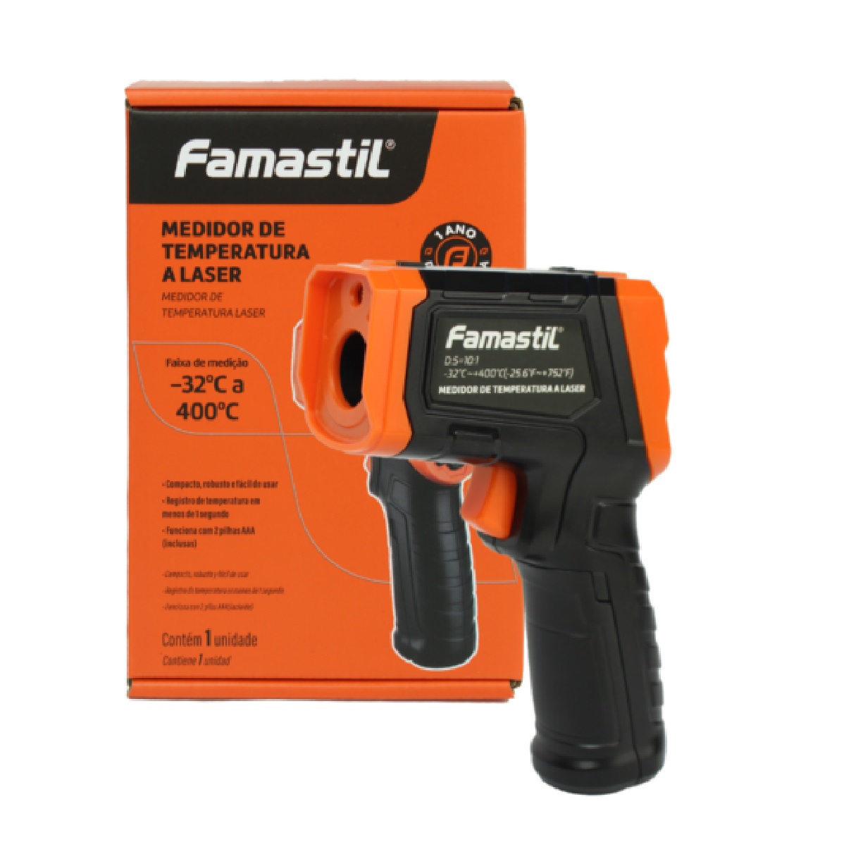 Termômetro Infravermelho a Laser -32 a 400 °C F24.01 Famastil