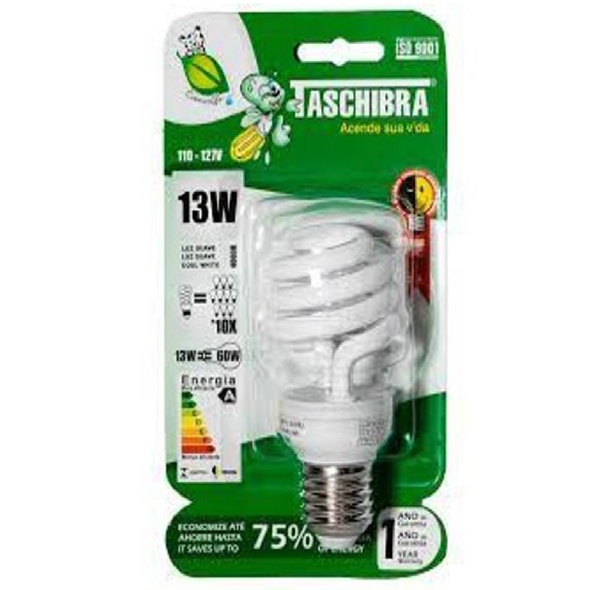 Lâmpada Fluorescente Compacta Espiral 13 W 220 V E27 4.000 K Luz Neutra Taschibra
