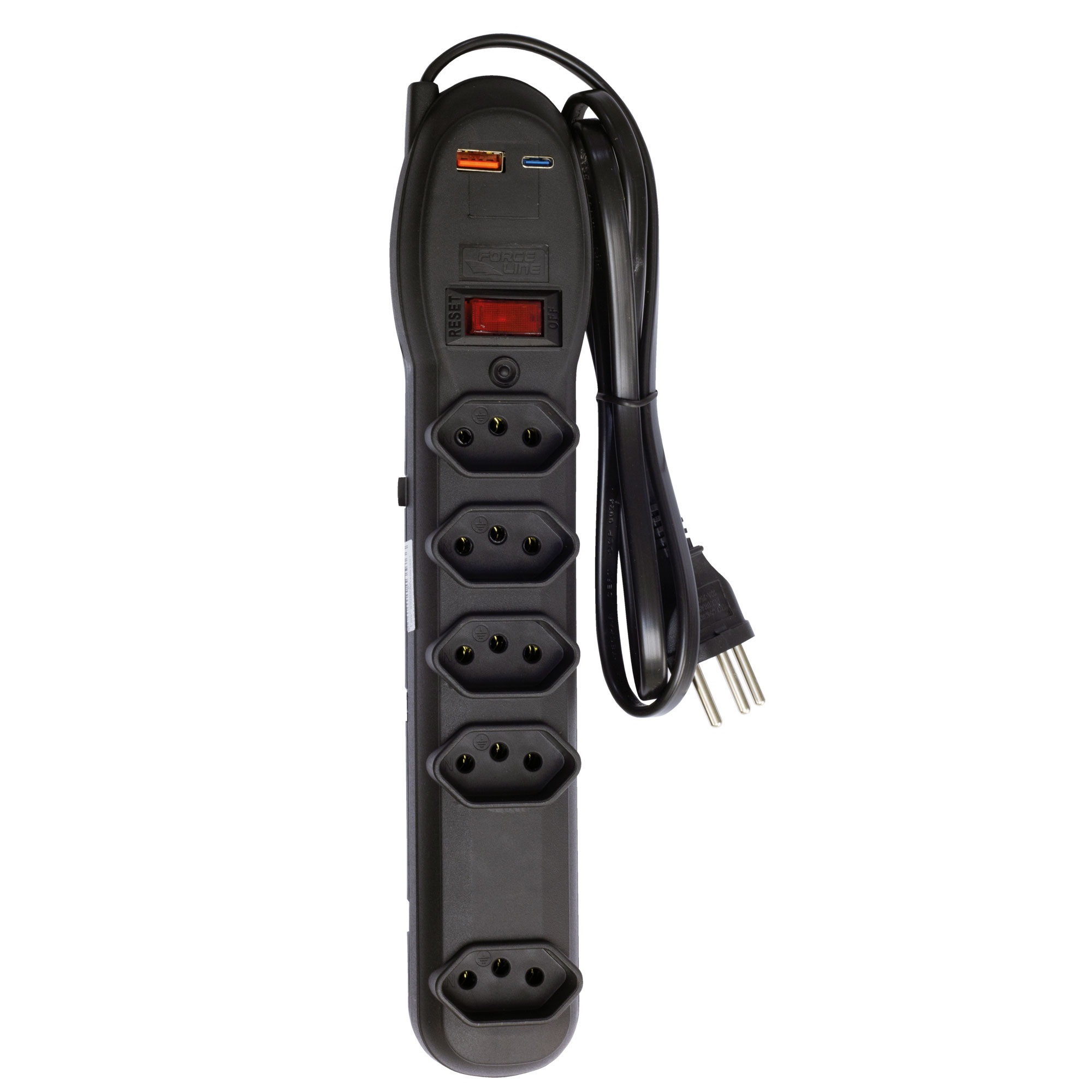Filtro Linha 5 Tomadas Bivolt + 2 USB Forceline 0060500023