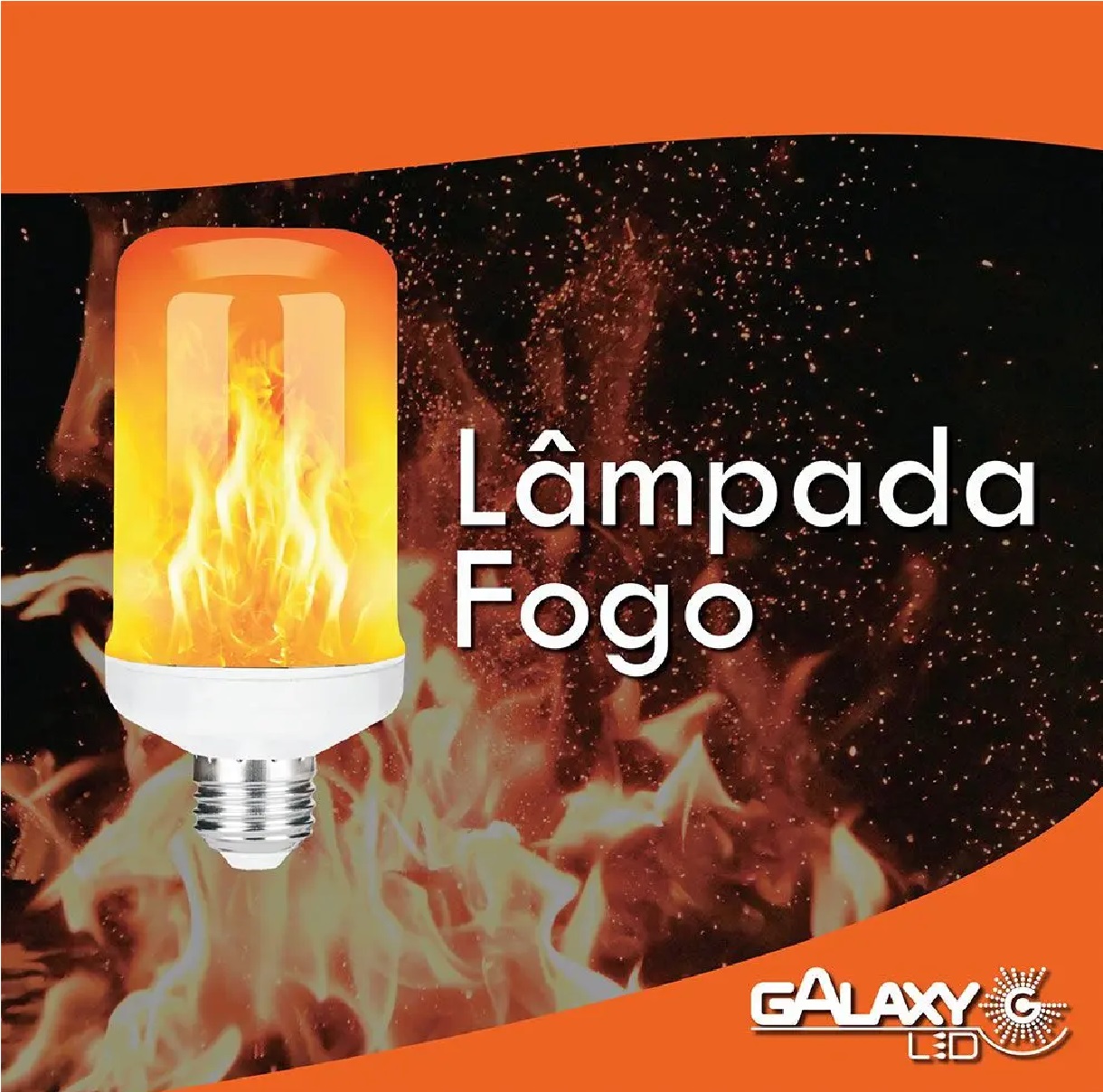 Lâmpada LED Efeito Chama de Fogo 3 W E27 Bivolt 1021 Galaxy
