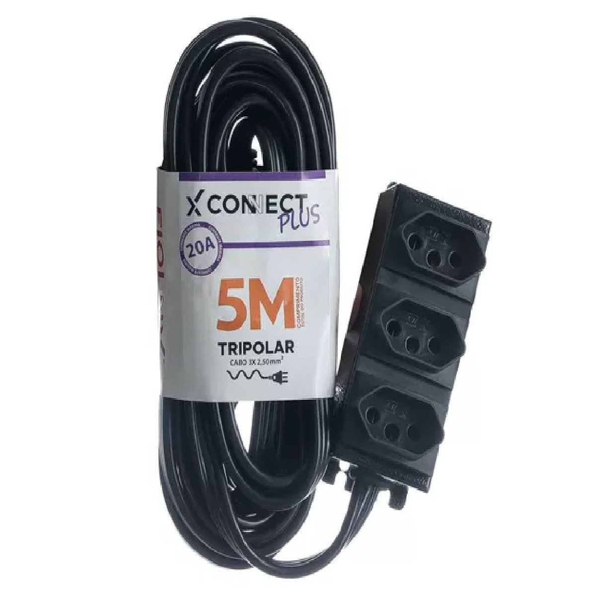 Extensão 5 M Tripolar 20a Connect Plus Preto 27300305111 Fiolux