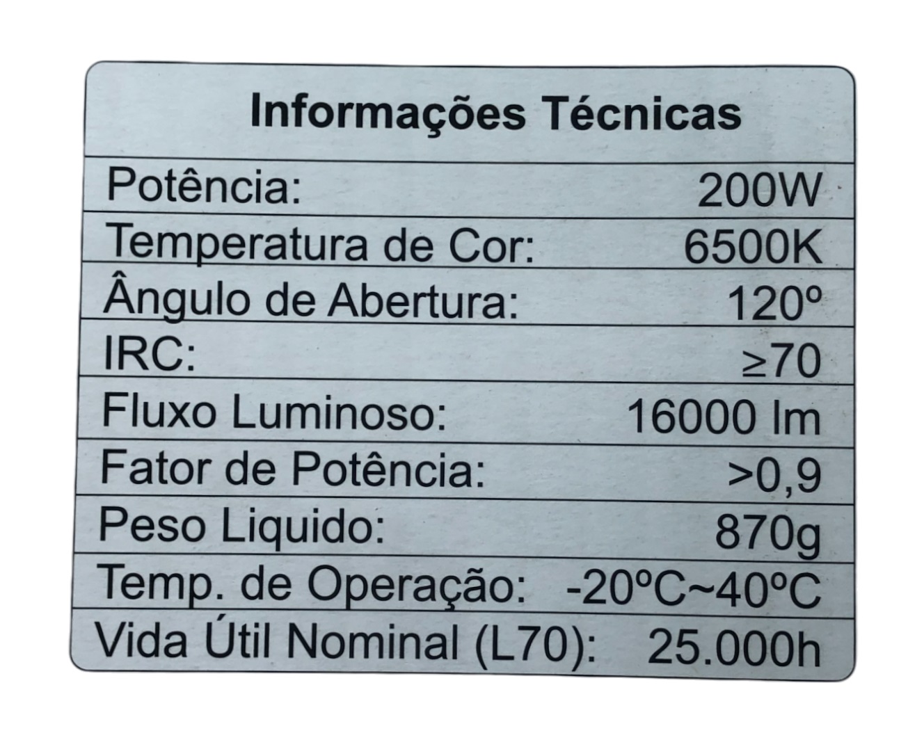 Refletor Solar LED 200 W 6500 K IP65 com Placa Integrada 4088 Galaxy LED
