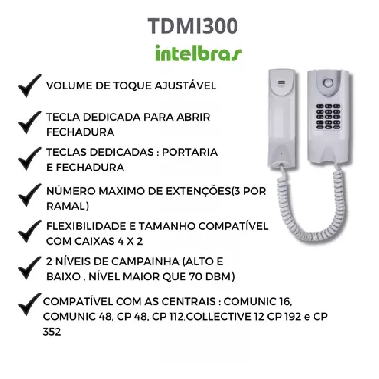 Telefone Gôndola Branco TDMI 300 Intelbras