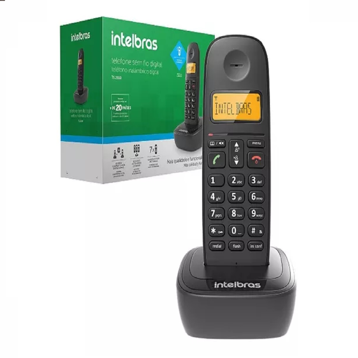 Telefone Sem Fio Intelbras TS 2510 Preto Identificador De Chamada