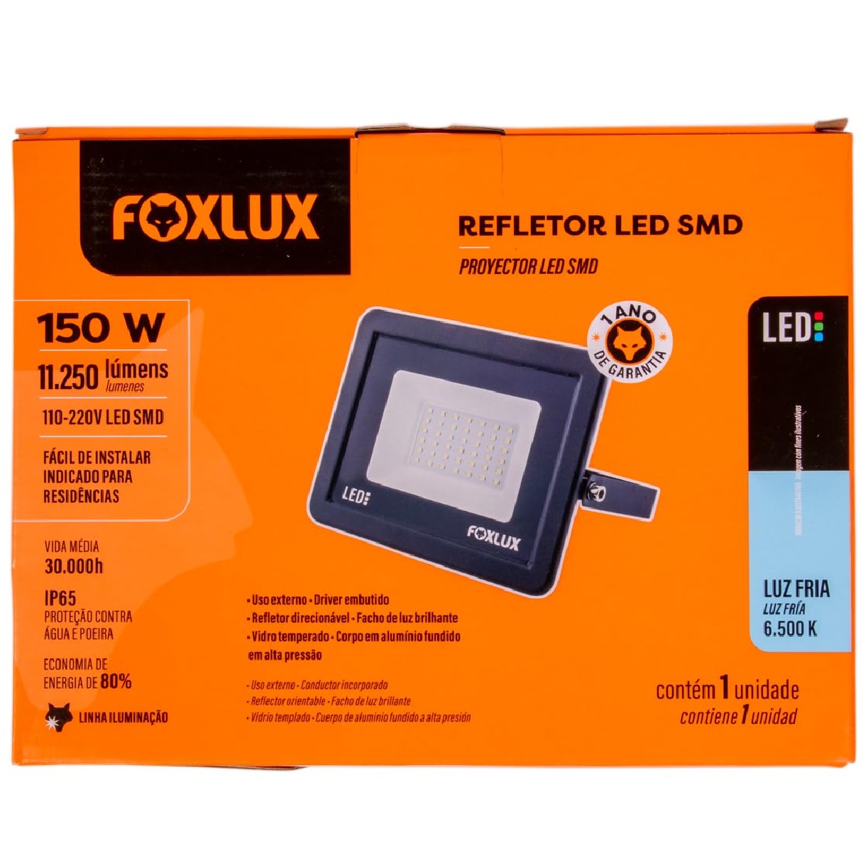 Projetor LED Alumínio 150 W 6500 K Bivolt Led38.24 Foxlux