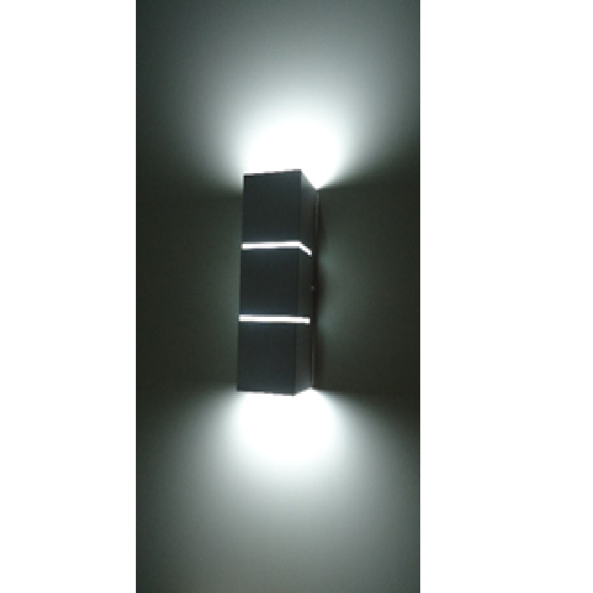 Arandela de Alumínio 2 Fachos com 2 Frisos 30 x 10 x 10 cm 2 x E27 Branca MOD1318ABR Foco Iluminação