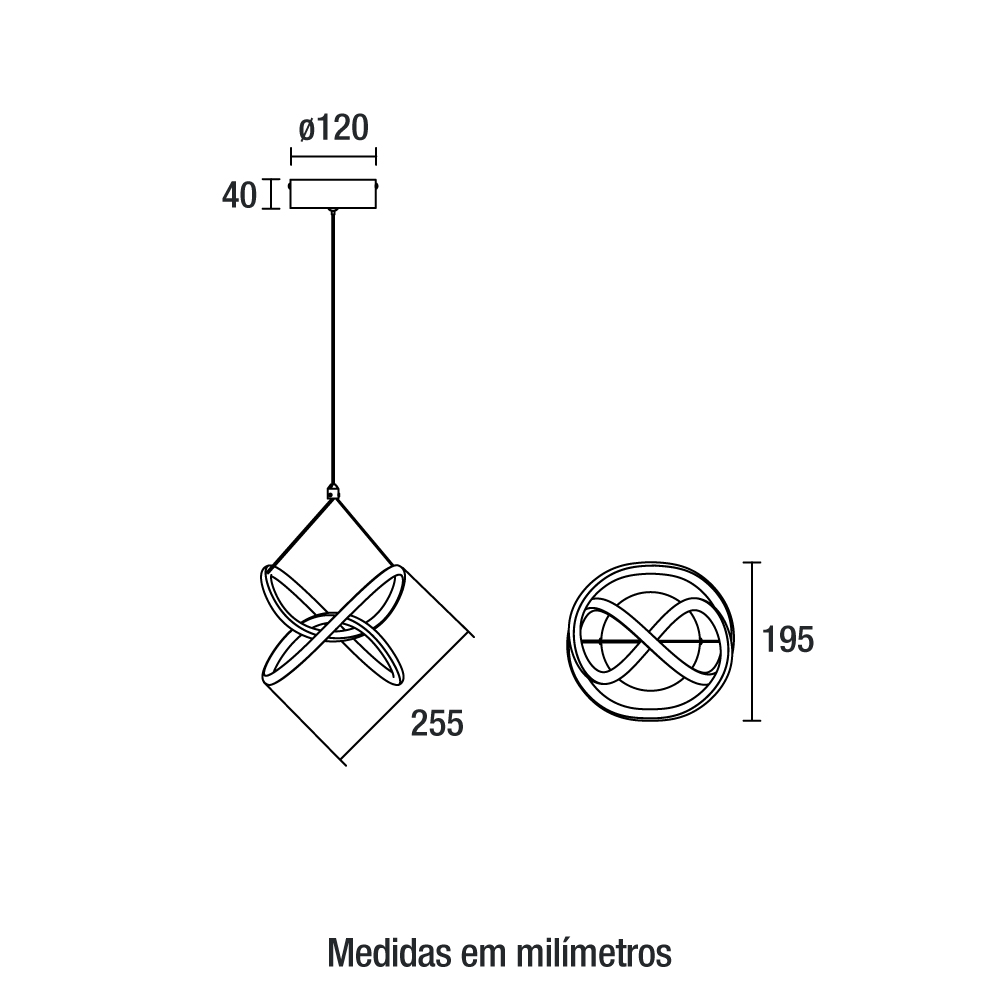 Pendente LED Lupi 195 mm 24 W 3000 K Bivolt Dourado 60223082 Blumenau Iluminação