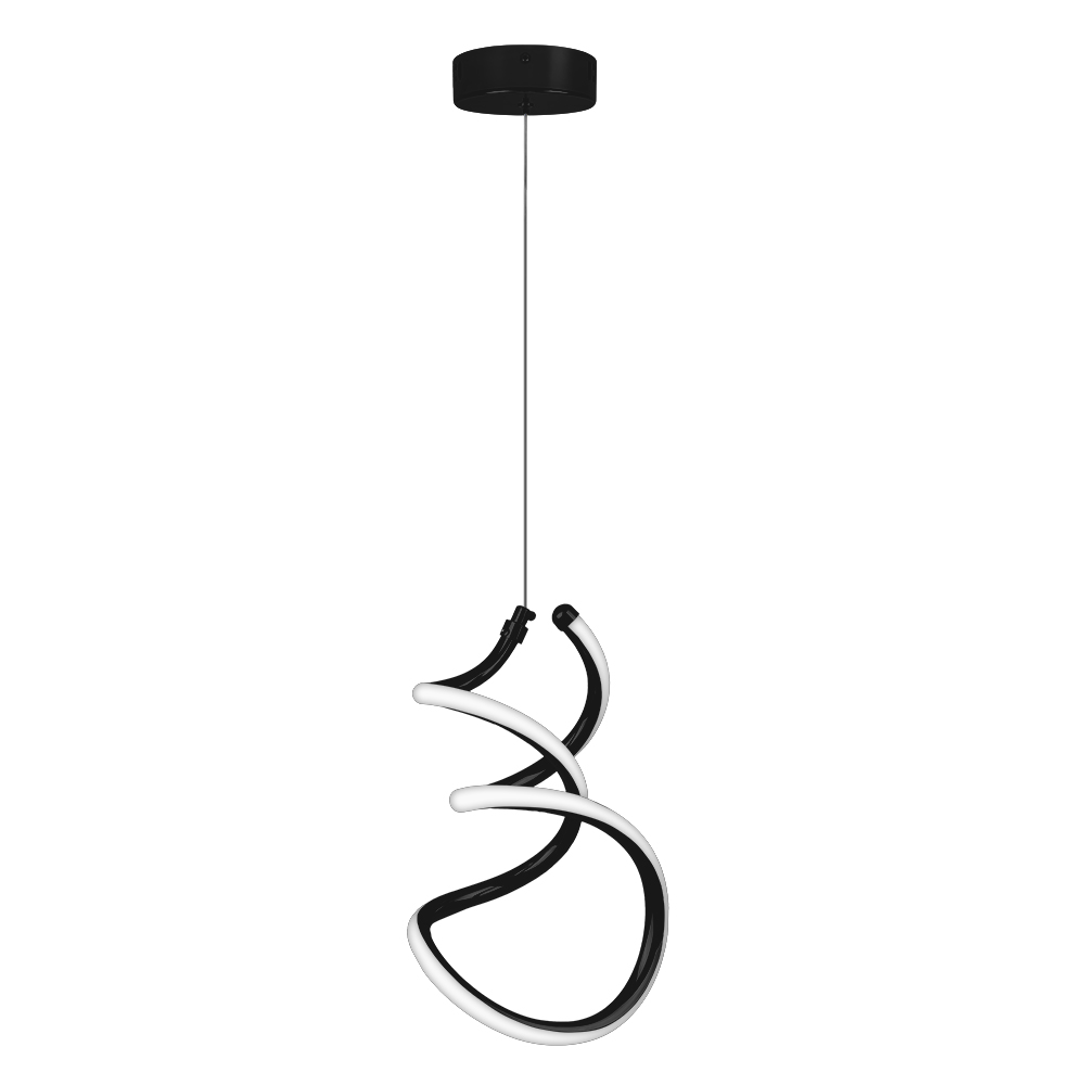 Pendente LED Espiral 365 mm 18 W 3000 K Bivolt Preto 60253001 Blumenau Iluminação