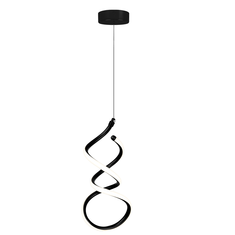 Pendente LED Espiral 365 mm 18 W 3000 K Bivolt Preto 60253001 Blumenau Iluminação