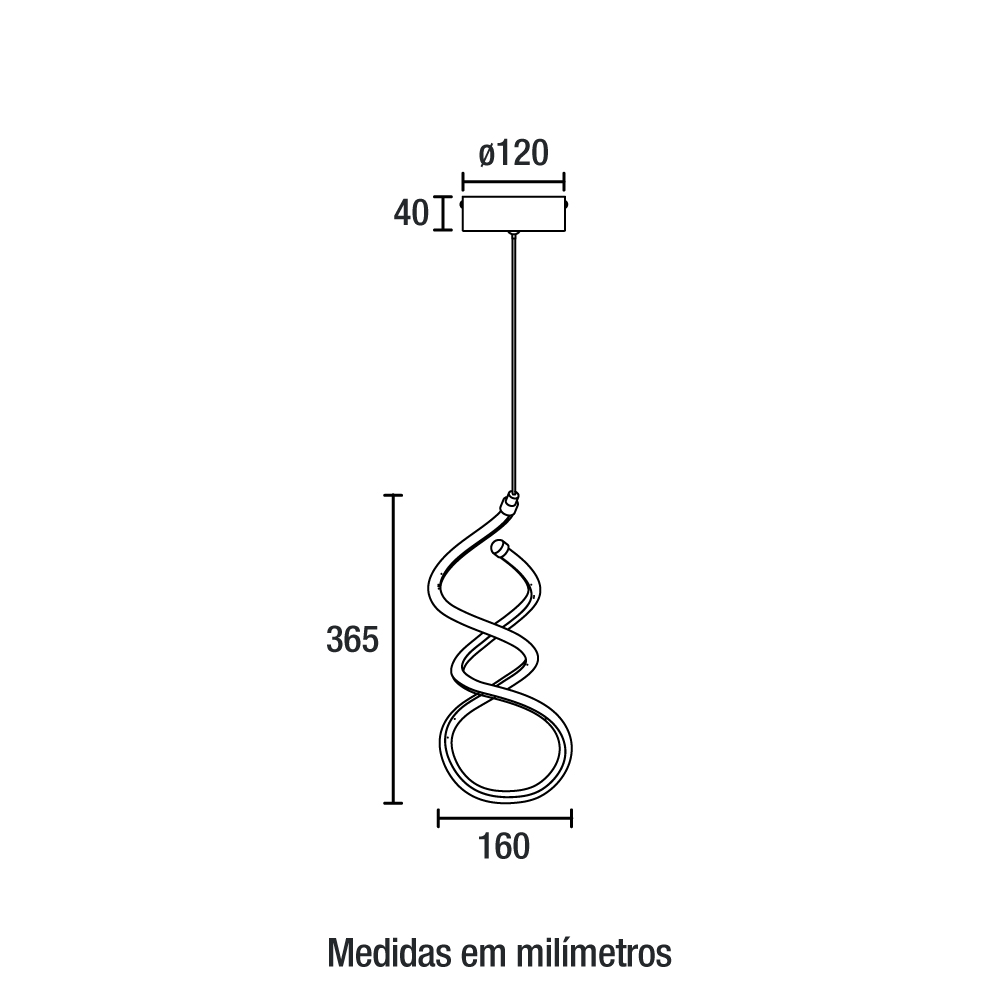 Pendente LED Espiral 365 mm 18 W 3000 K Bivolt Dourado 60253082 Blumenau Iluminação