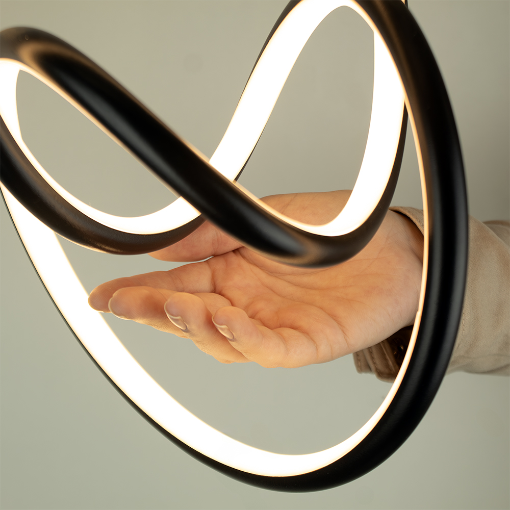 Pendente LED Onda 325 mm 24 W 3000 K Bivolt Preto 60213001 Blumenau Iluminação
