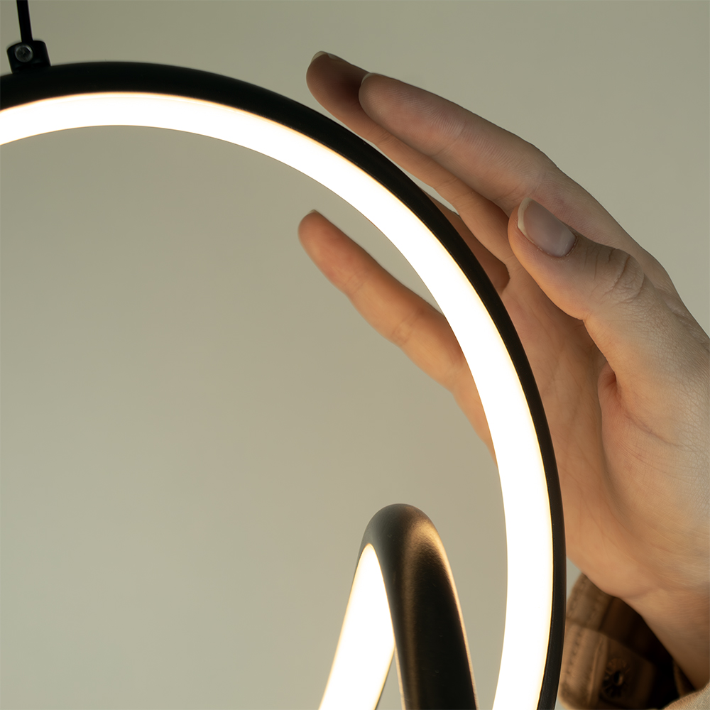 Pendente LED Onda 325 mm 24 W 3000 K Bivolt Preto 60213001 Blumenau Iluminação