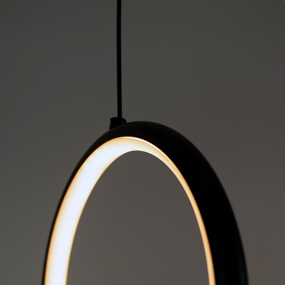 Pendente LED Onda 325 mm 24 W 3000 K Bivolt Preto 60213001 Blumenau Iluminação