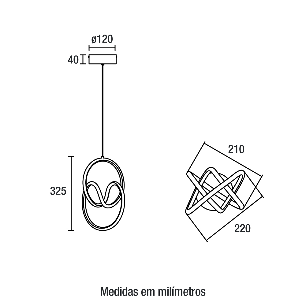 Pendente LED Onda 325 mm 24 W 3000 K Bivolt Dourado 60213082 Blumenau Iluminação