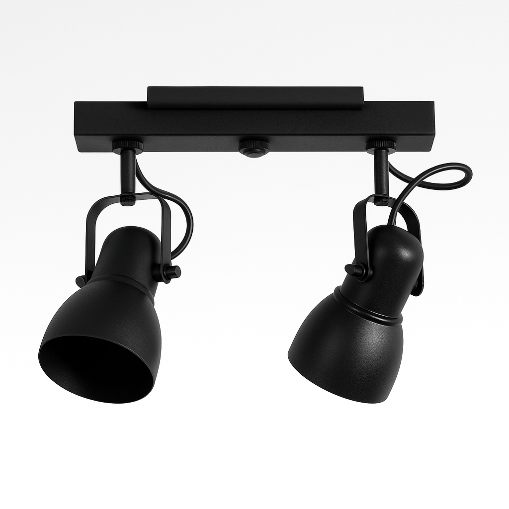 Spot Light Trilho Preto 2 Lâmpada SP1857-2T Kin Light