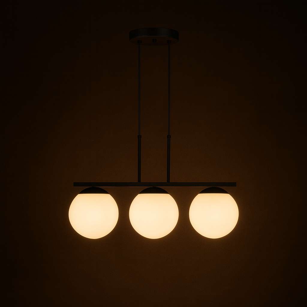 Pendente Hanover para  Lâmpada E27 com Globo Fosco 15 cm Preto PD157/3PT Kin Light