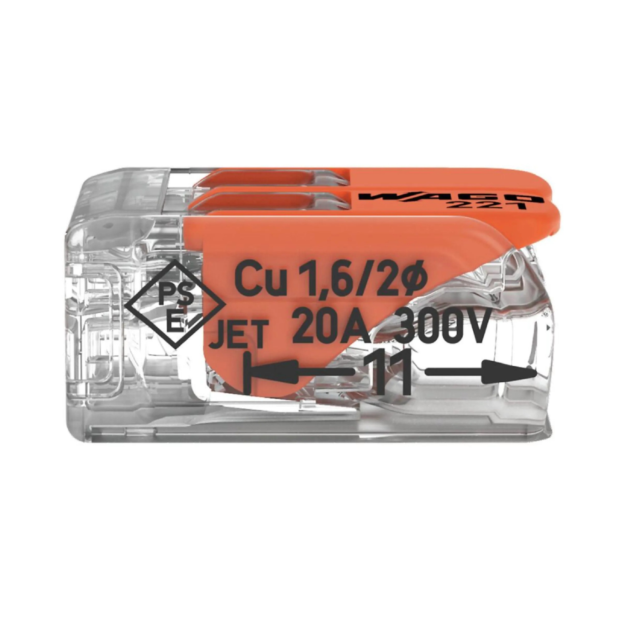 Conector de Emenda WAGO 2 Polos 0,14 a 4 mm² 32 A 221-412