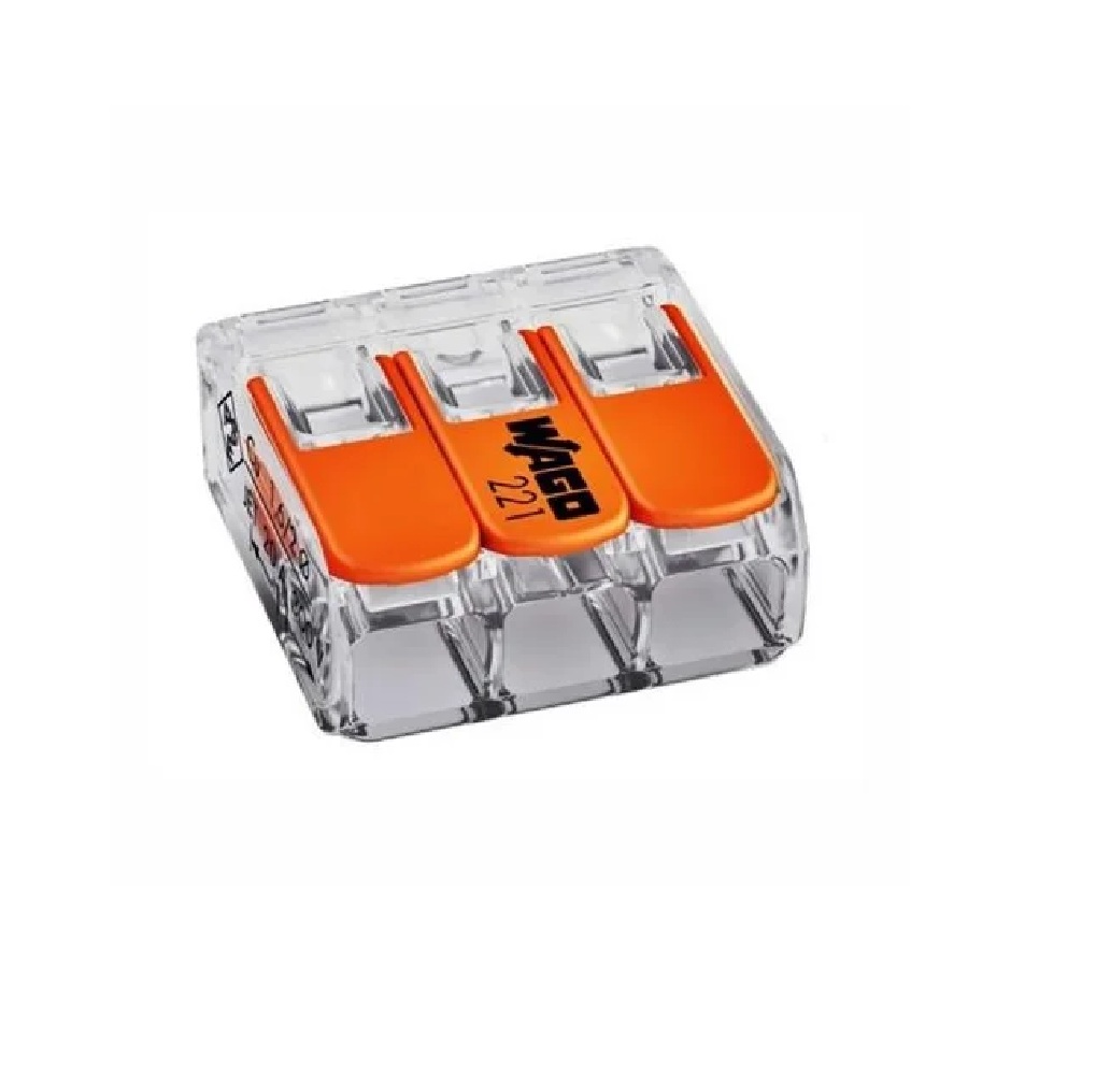 Conector de Emenda WAGO 3 Polos 0,5 a 6 mm² 41 A 221-613