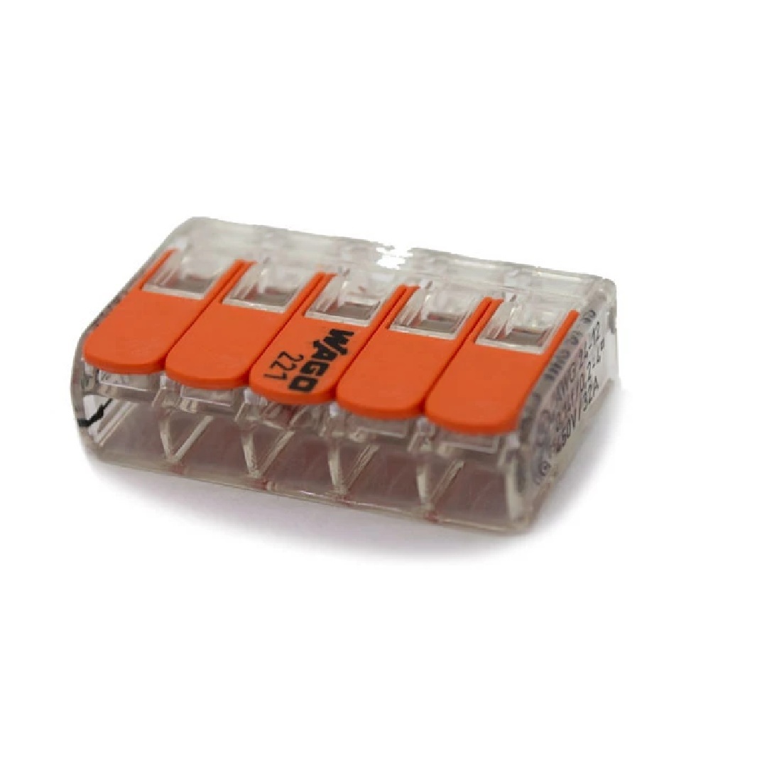Conector de Emenda WAGO 5 Polos 0,5 a 6 mm² 41 A 221-615