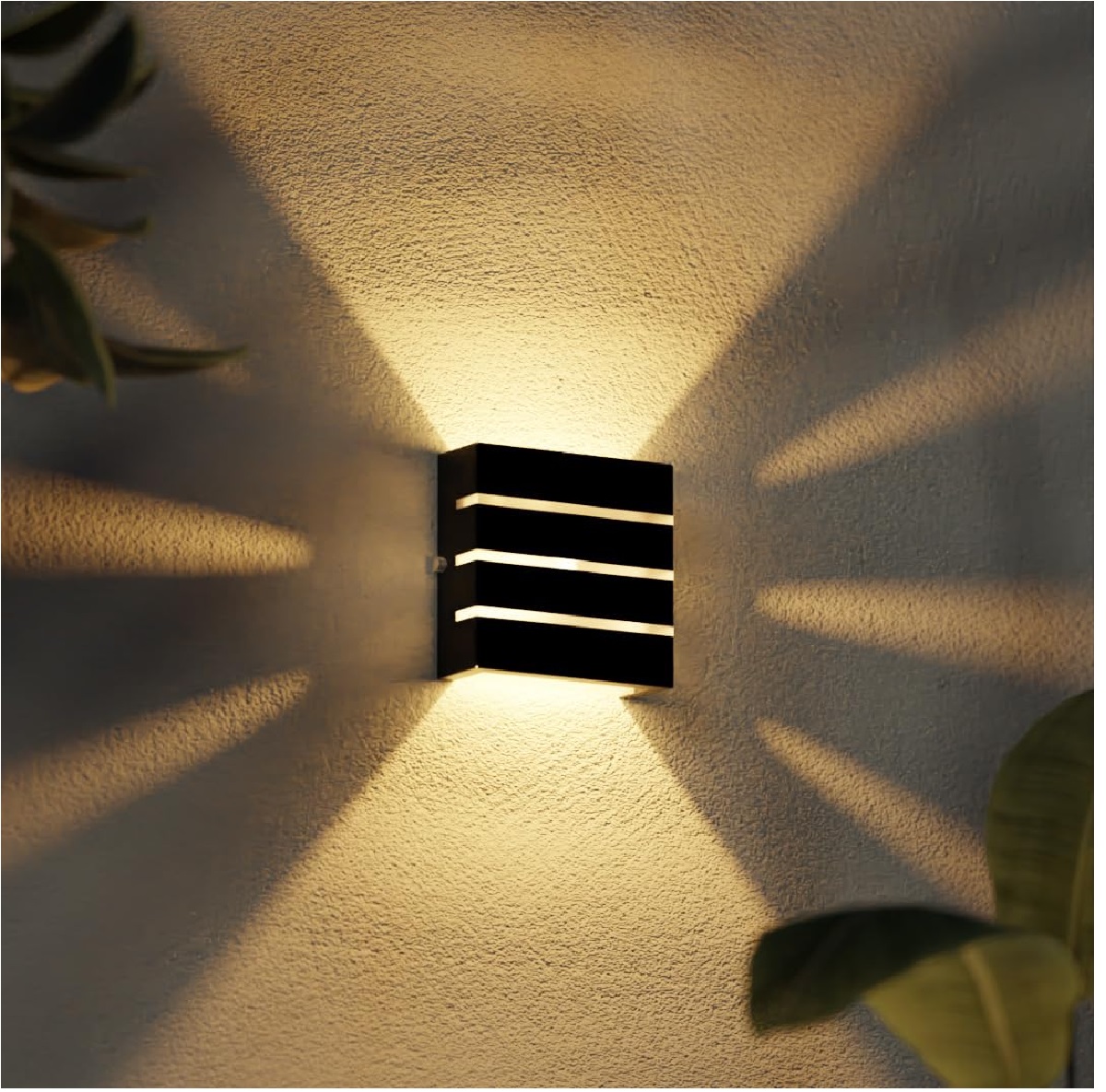 Arandela de Alumínio 2 Focos 3 Frisos 16 x 12 x 9 1x E27 Preto MOD104PT Foco Iluminação