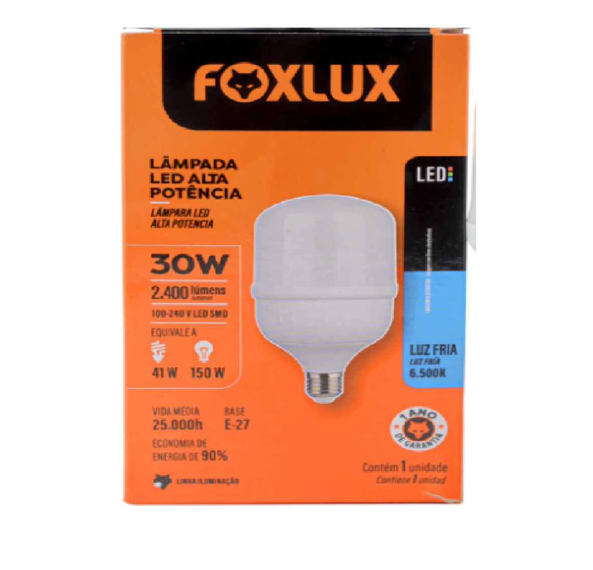Lâmpada LED Alta Potência 30 W E27 3000 K Bivolt LED90.97 Foxlux