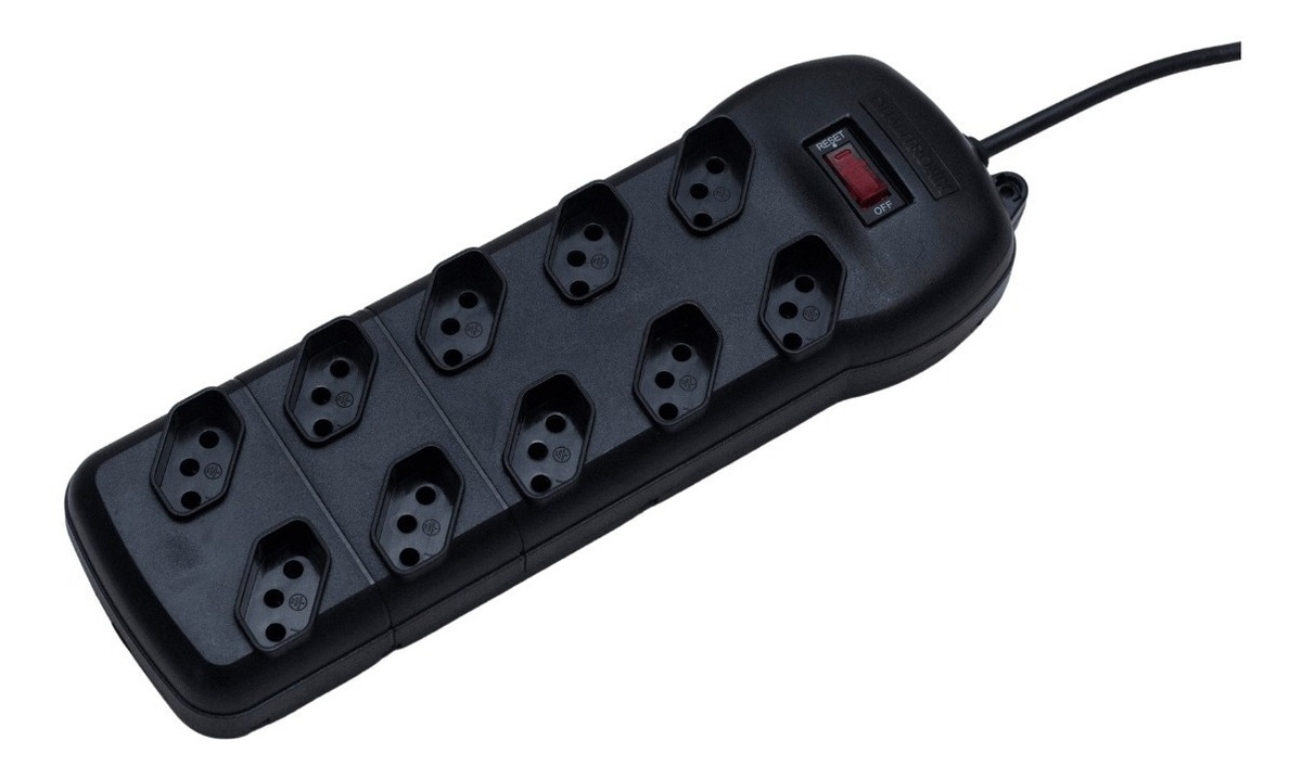 Filtro Linha 10 Tomadas Bivolt Preto QFL10 Qualitronix