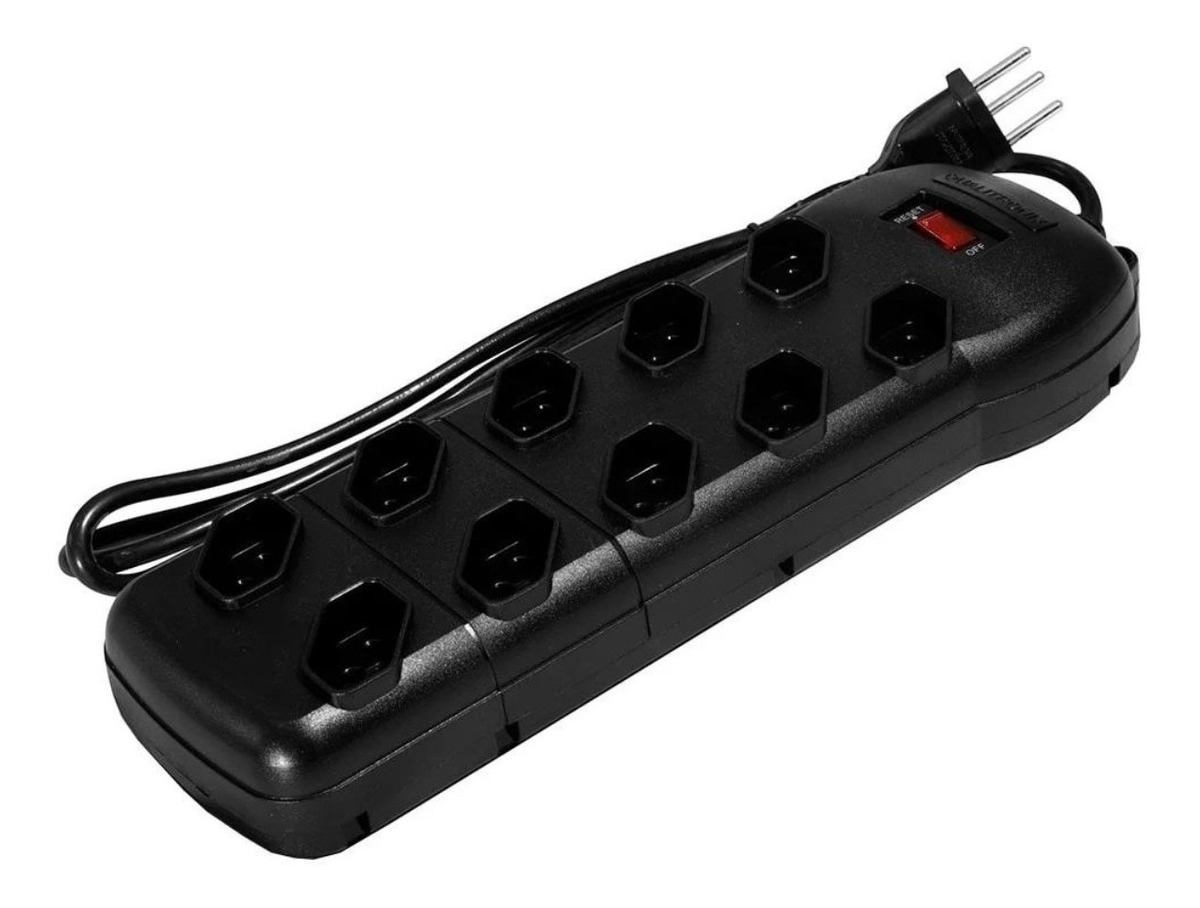 Filtro Linha 10 Tomadas Bivolt Preto QFL10 Qualitronix