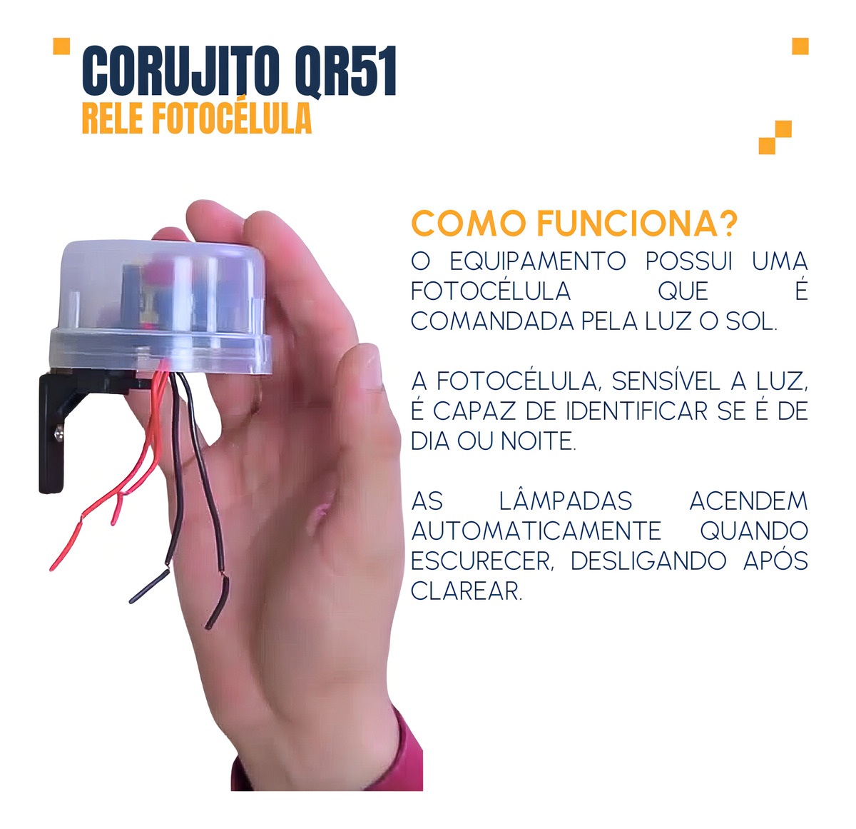 Rele Fotocélula Para Base Bivolt Corujito QR51 Qualitronix
