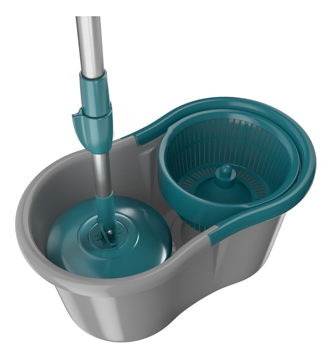 Mop Giratório Fit Com Balde Centrífuga Cabo Inox 3 Em 1 Cinza Escuro FlashLimp