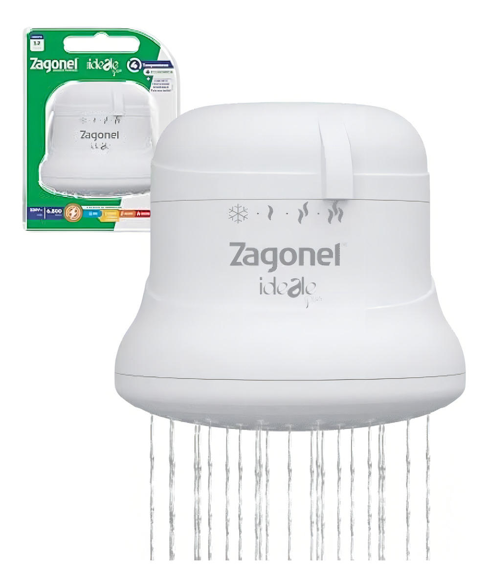 Ducha Chuveiro Ideale Plus Elétrico 4 Temperatura 6800 W 220 V Branco Fixo Zagonel