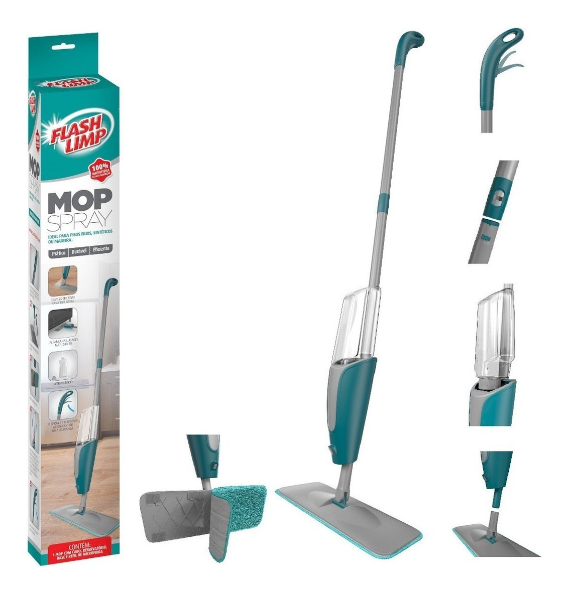Mop Spray Rodo Limpeza Rápida Com Reservatório Top Mop FlashLimp