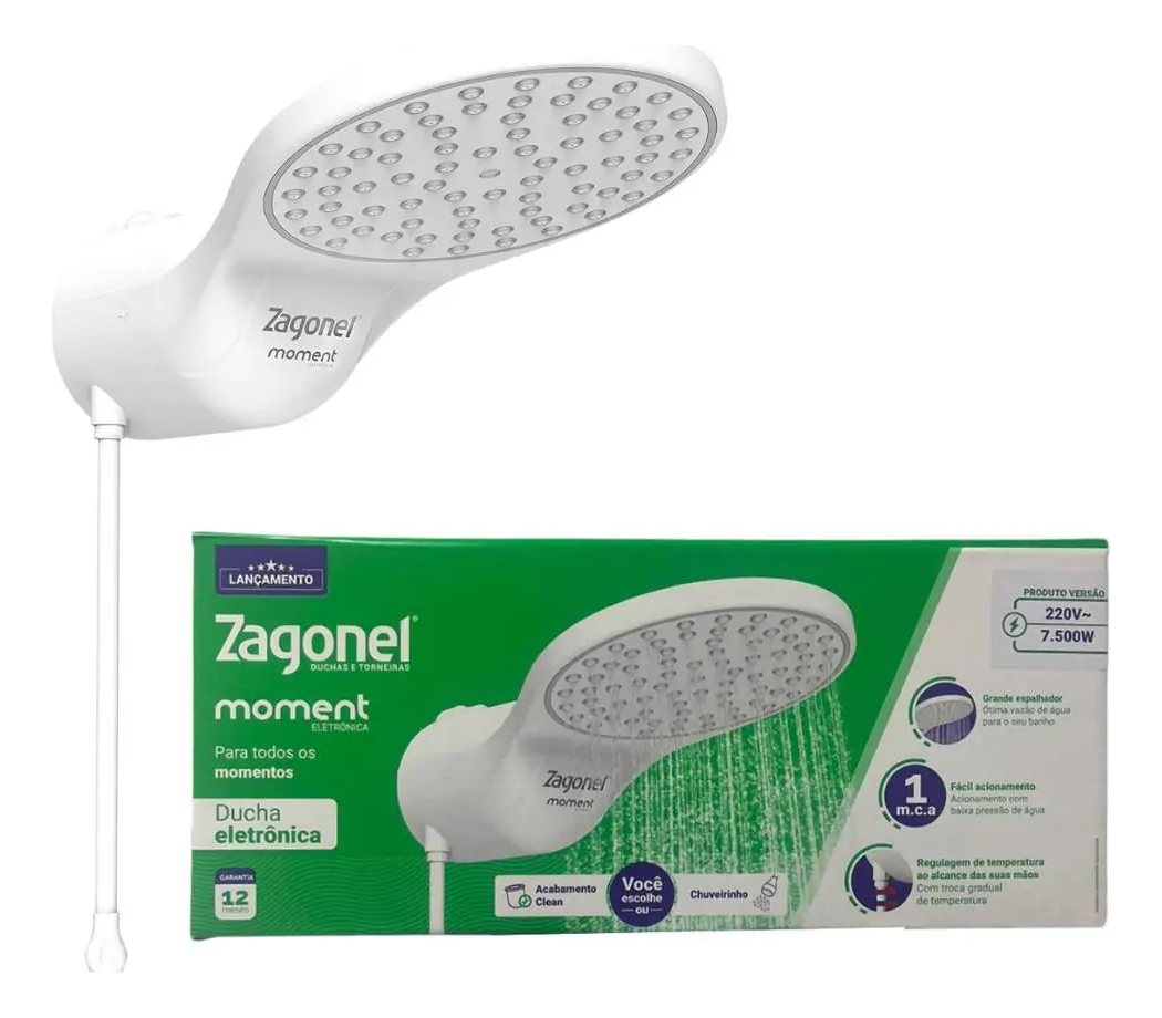 Ducha Eletrônica Moment 7500 W 220 V Branco Zagonel