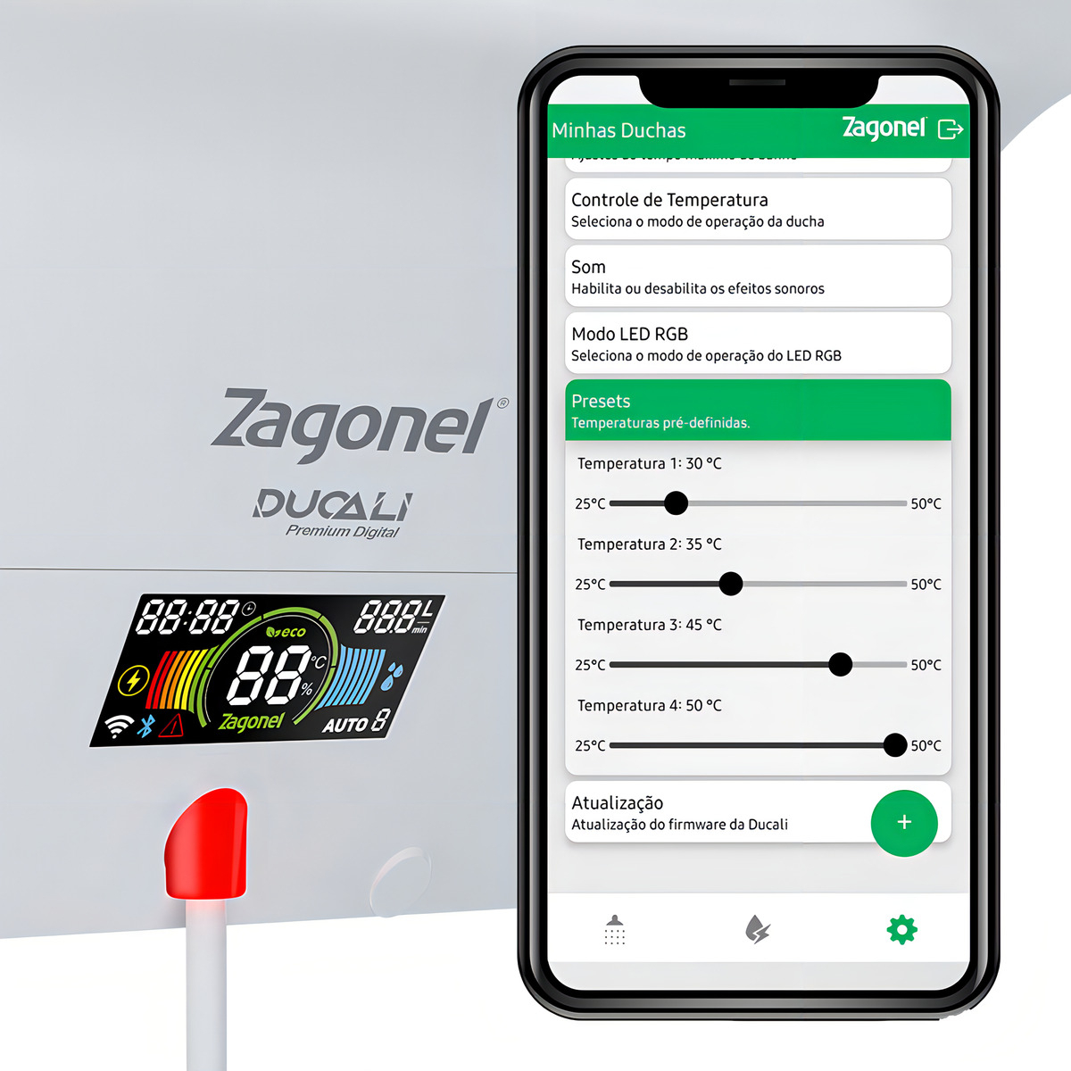 Ducha Chuveiro Ducali Eletrônica 7500 W 220 V Branco Premium Zagonel