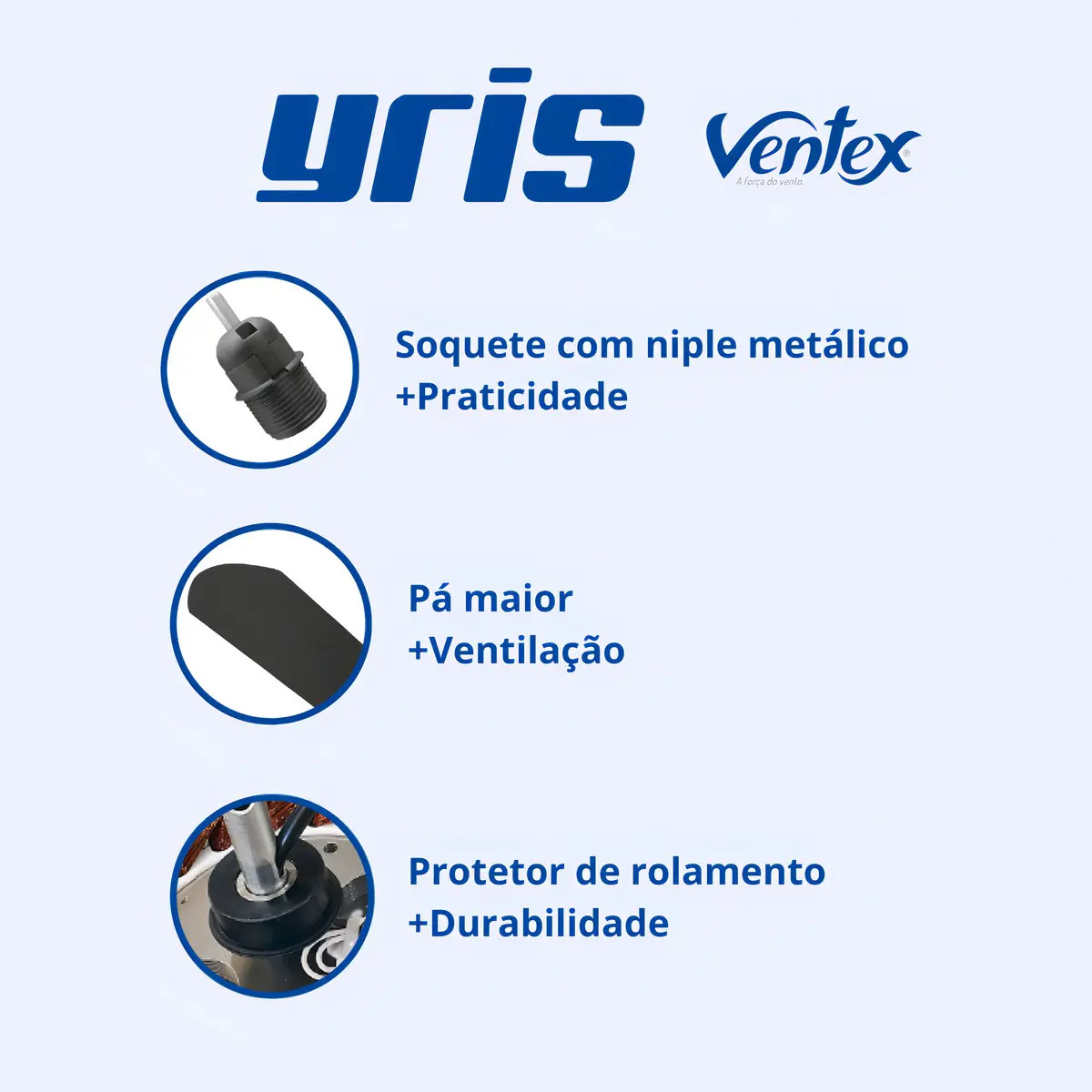 Ventilador de Teto Yris 3 Pás 127 V 150 W Branco/Branco 1,015 m Ventex