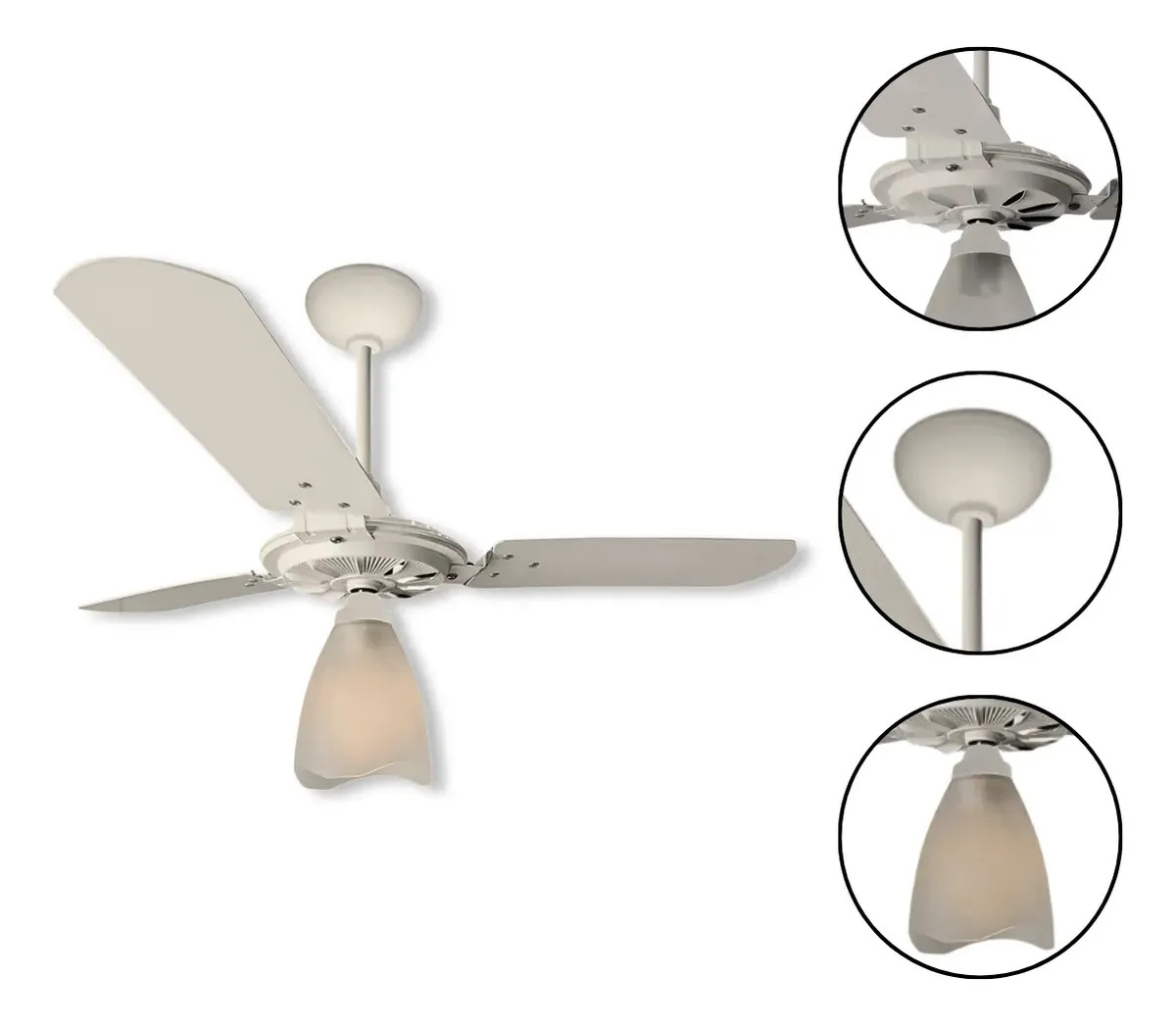 Ventilador de Teto Yris 3 Pás 127 V 150 W Branco/Branco 1,015 m Ventex