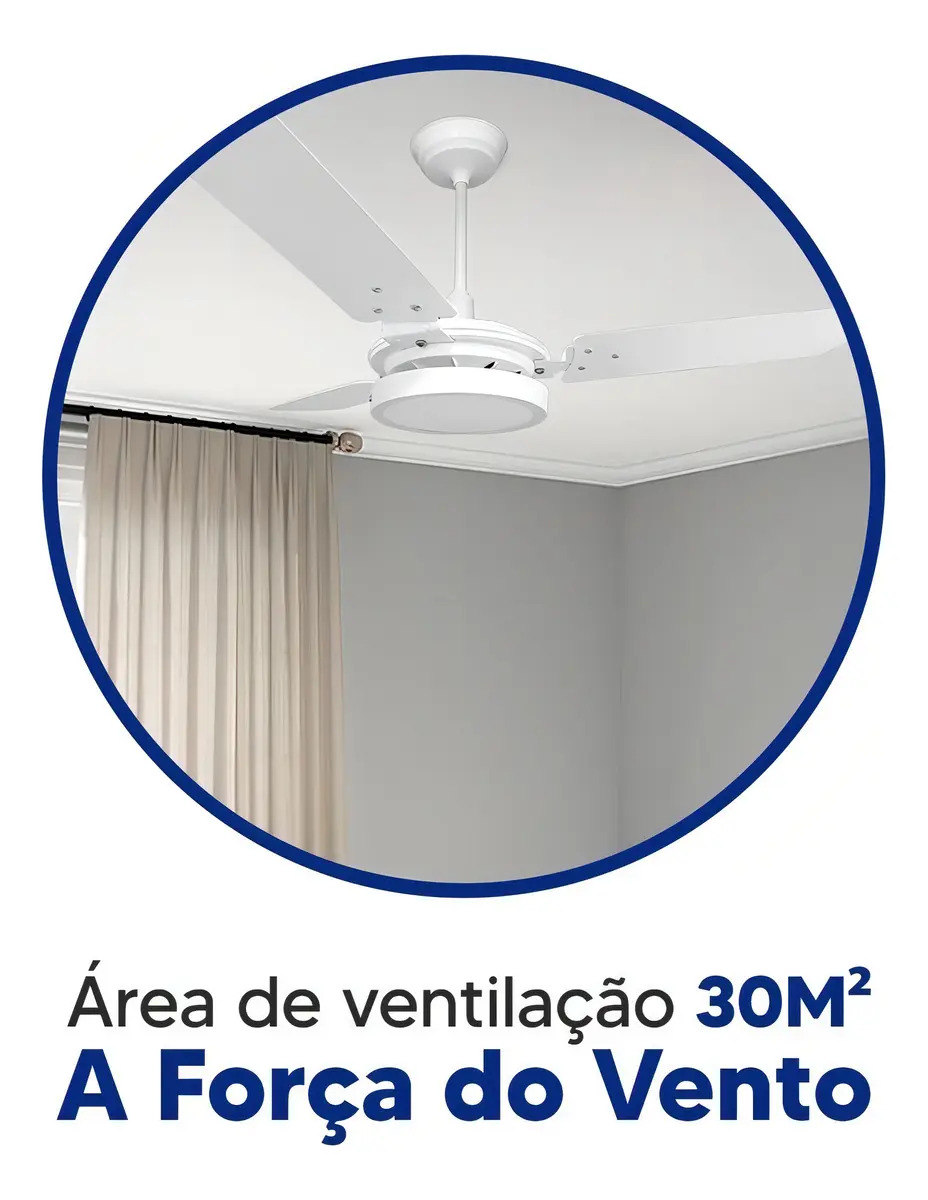 Ventilador de Teto Valen LED 3 Pás 127 V 150 W LED 6500 K Branco/Branco 1,1 m Ventex