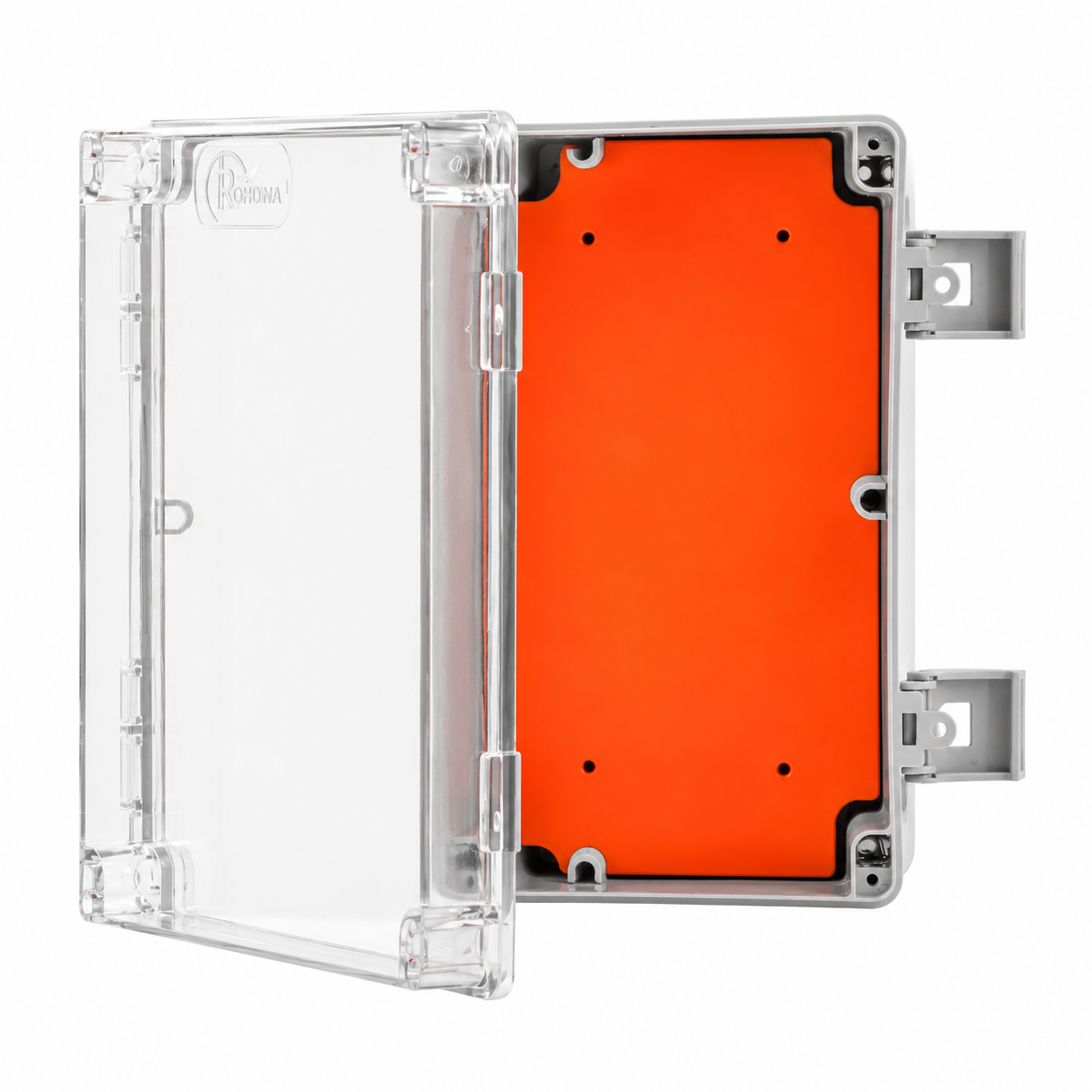 Caixa de Passagem de Sobrepor PVC IP68 250 x 200 x 130 mm Tampa Transparente Completa Rohdbox Rohdina