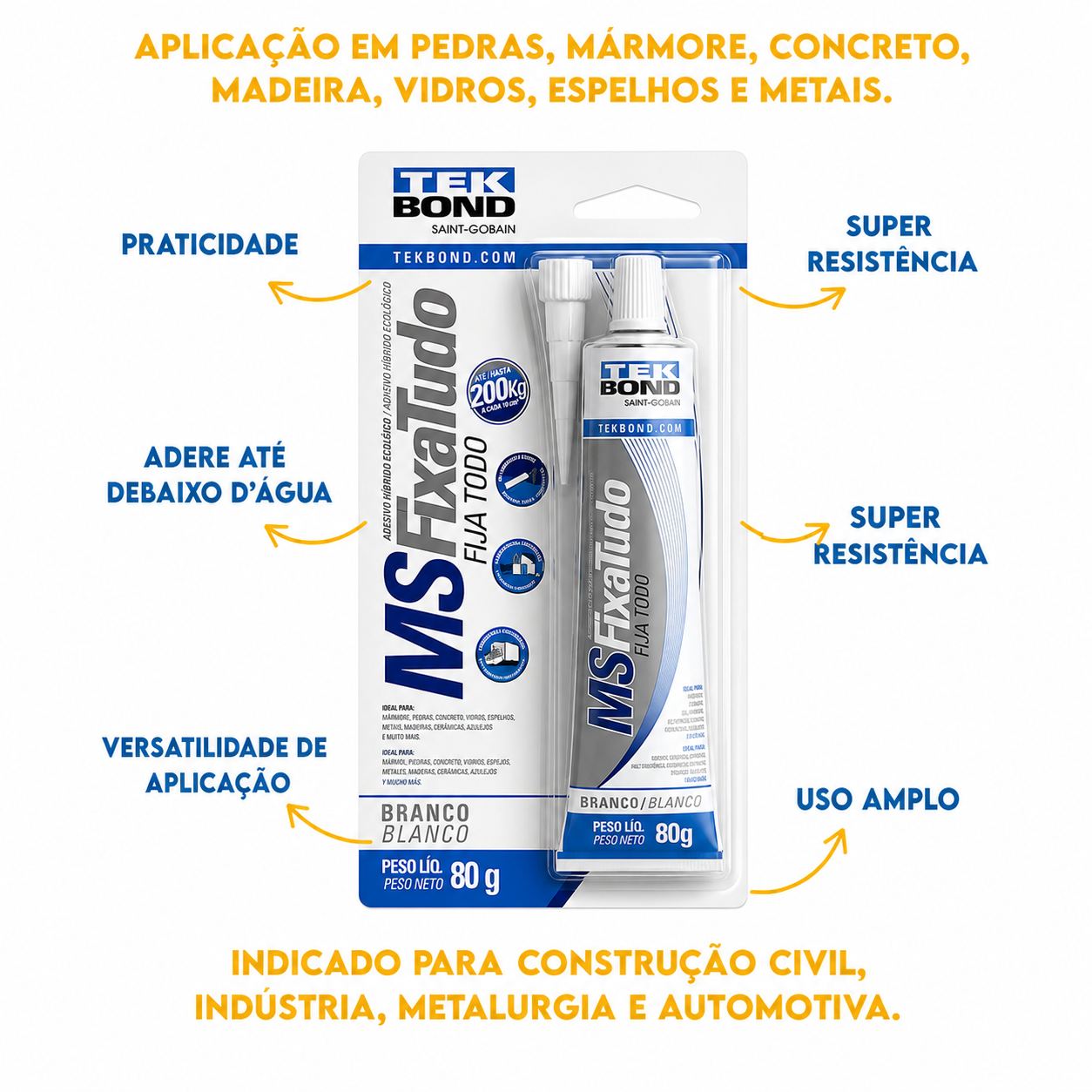 Adesivo MS Fixa Tudo Cinza 80 g Tekbond