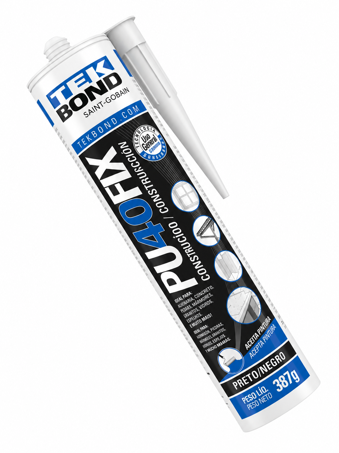 Adesivo Selante PU40 Fix Preto 387 g Tekbond