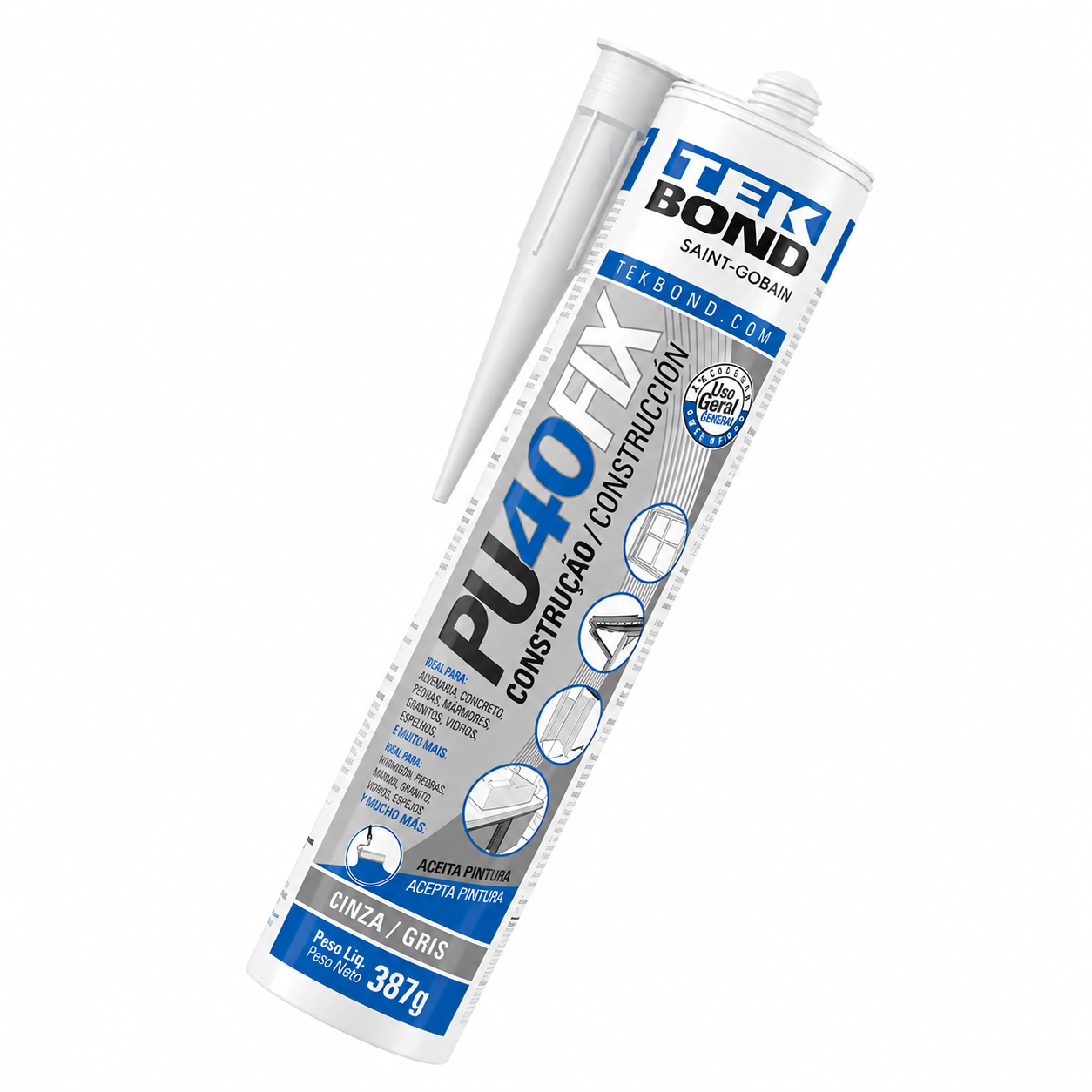 Adesivo Selante PU40 Fix Cinza 387 g Tekbond