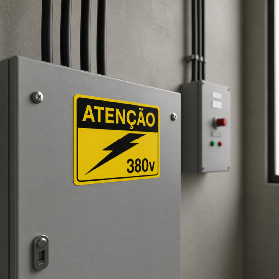 Adesivo Advertencia para Painel Elétrico 380 V Elétrica Bichuette