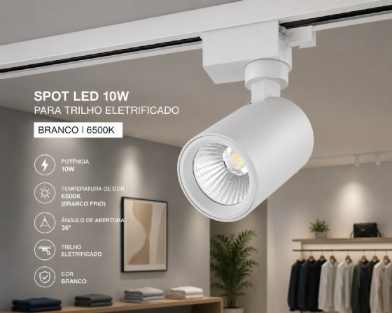Spot LED para Trilho Eletrificado 10 W 3.000 K Bivolt Branco 36103004 Blumenau Iluminação