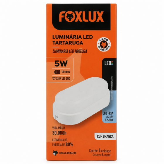 Luminária LED Arandela Tartaruga 5 W 6500 K Preto Led93.16 Foxlux