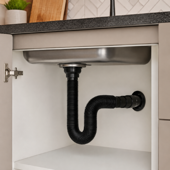 Sifão Tubo Extensivo Preto com Canopla 1,10 m 030141 Blukit